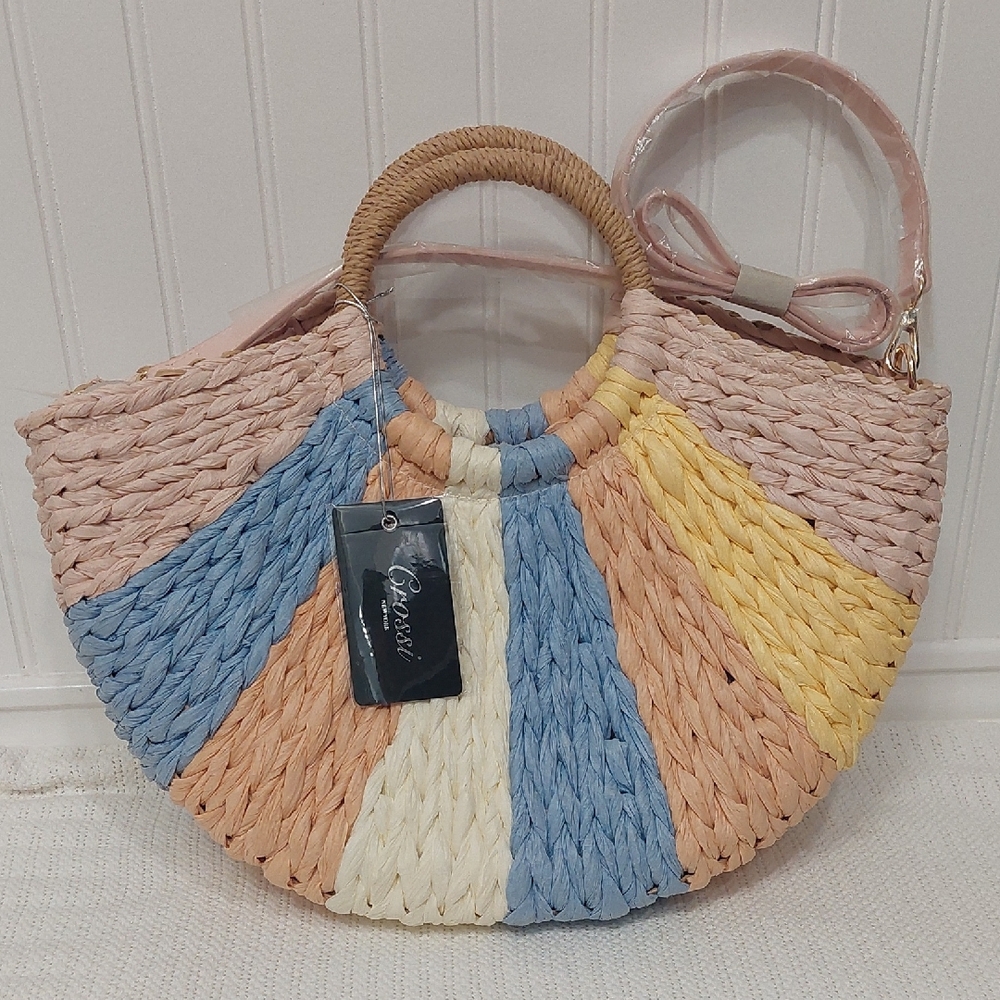 Chic Multicolor Woven Tote Bag